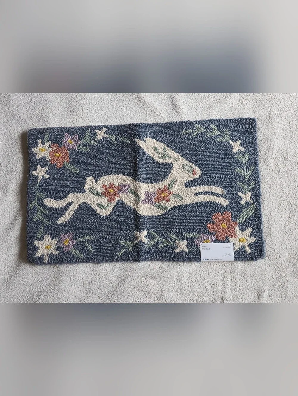 New Floral Leaping Easter Bunny Hook Accent Rug, 18x30, Home decor accent